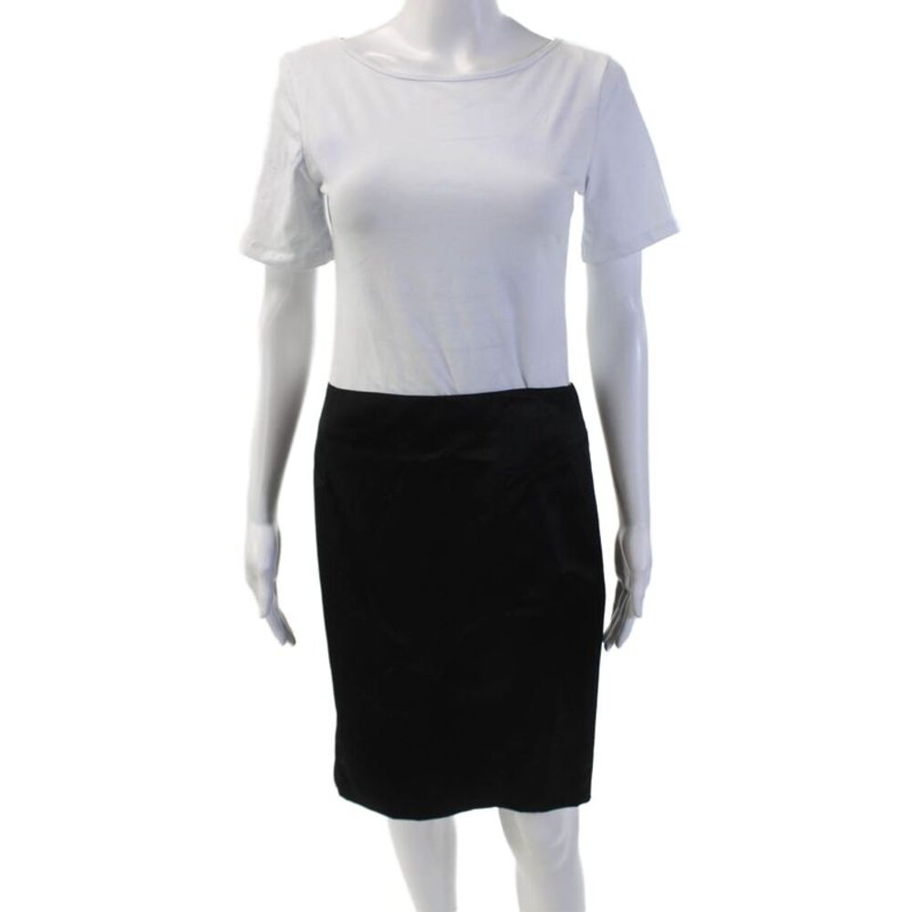 Magaschoni Collection Womens Silky Lined Zipped Mini Skirt Black Size 4